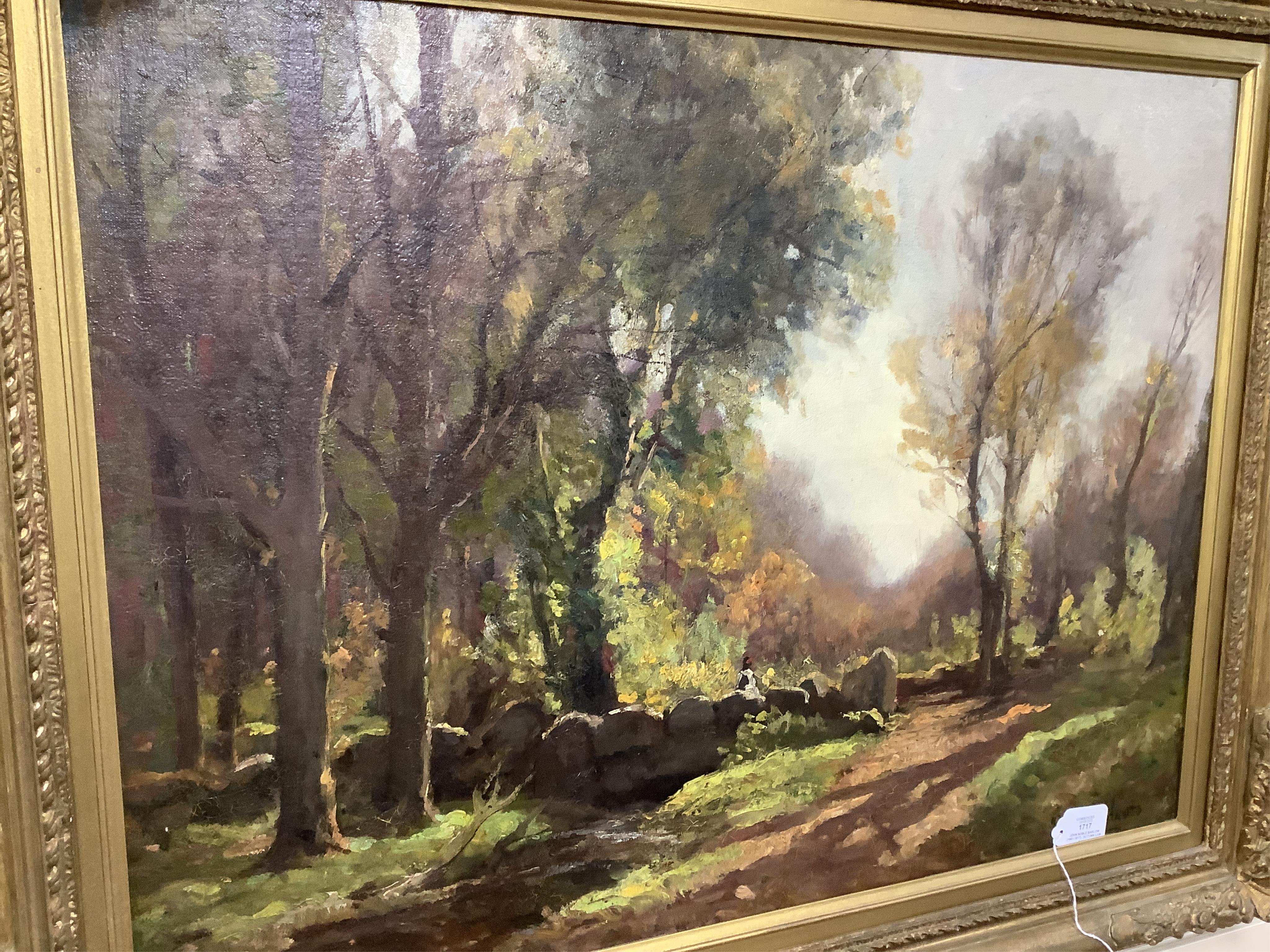 John Noble Barlow (1861-1917), ‘Autumn Lamorna’, signed, oil on canvas, 61 x 81cm, ornate gilt frame
